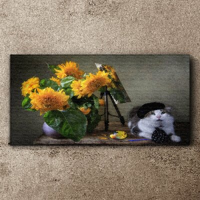 Obraz na plátně Květiny Zvířecí kočka