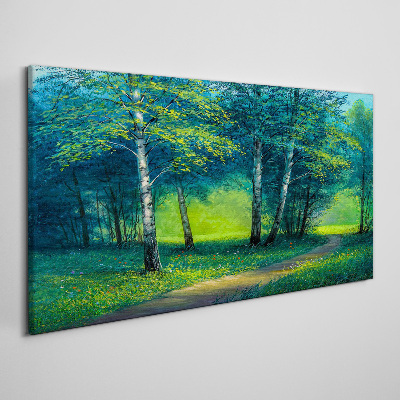 Obraz na plátně Lesní cesta květiny