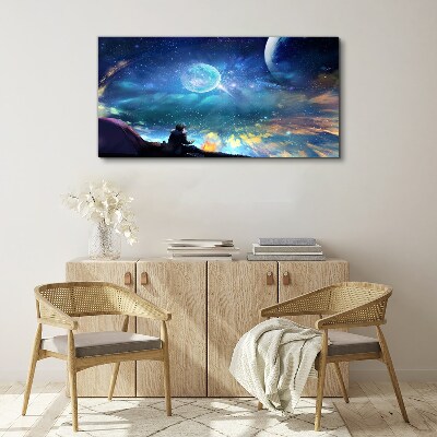 Obraz na plátně Noční obloha hvězda měsíc