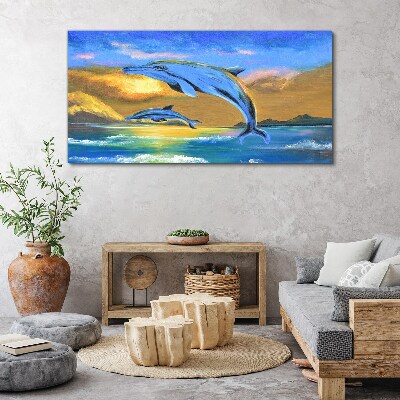 Obraz na plátně Abstrakce Dolphins Sun