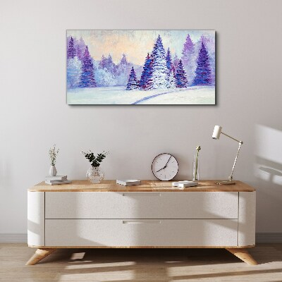 Obraz na plátně Zimní lesní sníh volně žijících živočichů