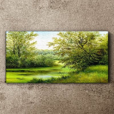 Obraz na plátně Stromy řeka příroda