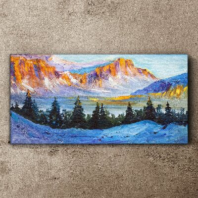 Obraz na plátně Zimní sníh stromy hory