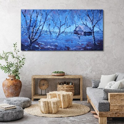 Obraz na plátně Abstrakce zimní sníh stromy