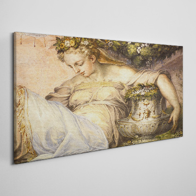 Obraz na plátně Starověké ženy květiny