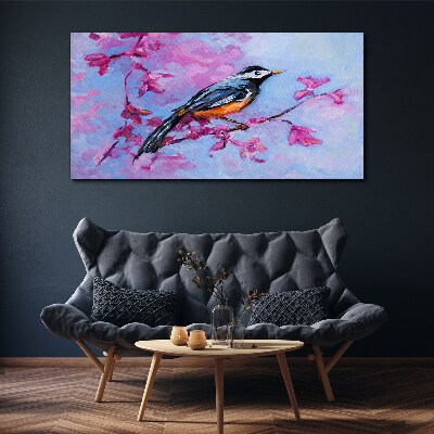 Obraz na plátně větev květiny zvířecí pták