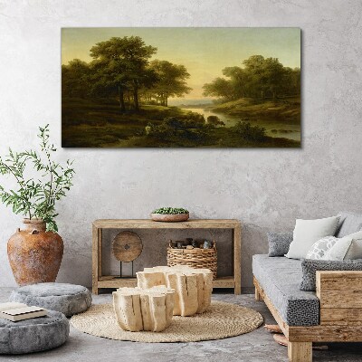 Obraz na plátně Krajina řeka las příroda
