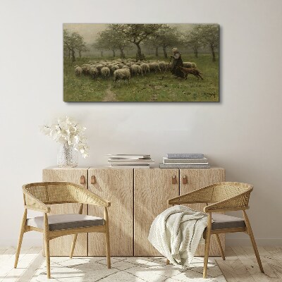 Obraz na plátně Rustikální strom ovce ovce