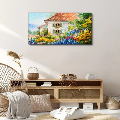 Obraz na plátně Venkovy květiny dům příroda