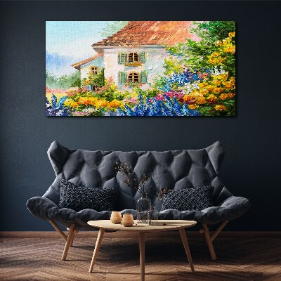 Obraz na plátně Venkovy květiny dům příroda