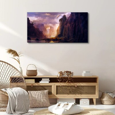 Obraz na plátně Abstrakce hory mraky