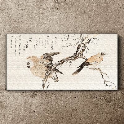 Obraz na plátně Asie větve zvířat ptáků