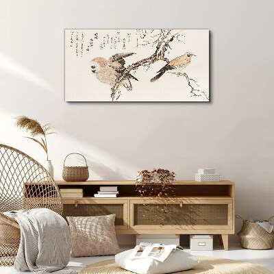 Obraz na plátně Asie větve zvířat ptáků