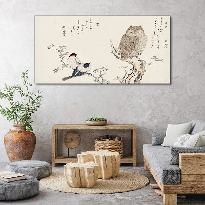 Obraz na plátně Větev zvířata ptáků sova