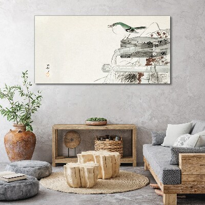 Obraz na plátně Pták před japonskou krajinou