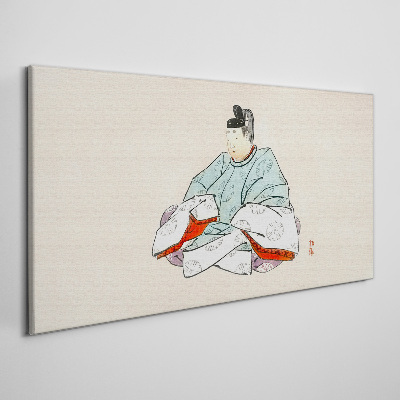 Obraz na plátně Japonský umělec v tradičním kroji