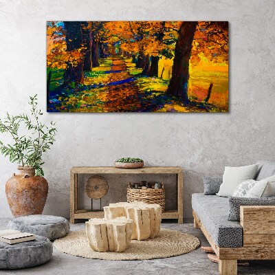Obraz na plátně Golden Avenue v podzimním slunci