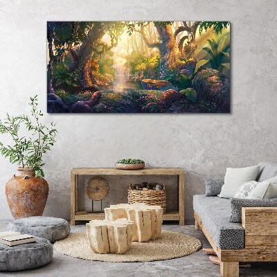 Obraz na plátně Fantasy Forest River květiny