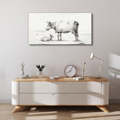 Obraz na plátně Kreslení zvířat kráva tele