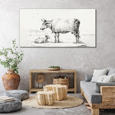 Obraz na plátně Kreslení zvířat kráva tele