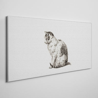 Obraz na plátně Sedící kočka v monochromatickém stylu