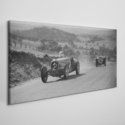 Obraz na plátně Auto černobílé závody