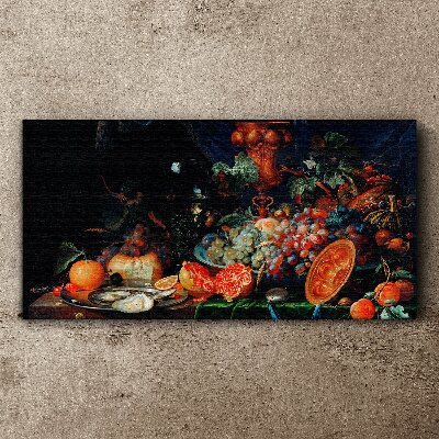 Obraz na plátně Zátiší ovoce a ústřice