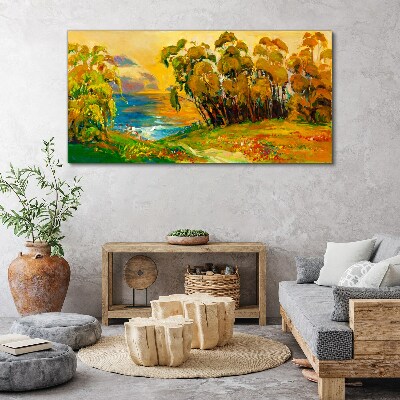 Obraz na plátně Louka lesní vodu slunce