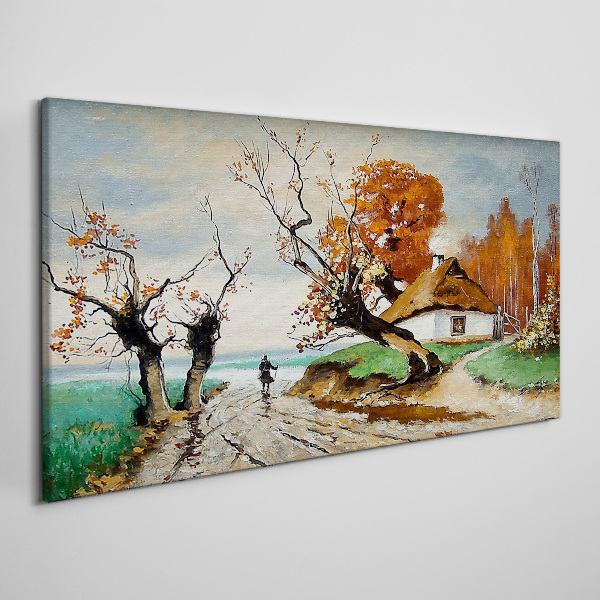 Obraz na plátně Abstrakce krajiny Chata strom