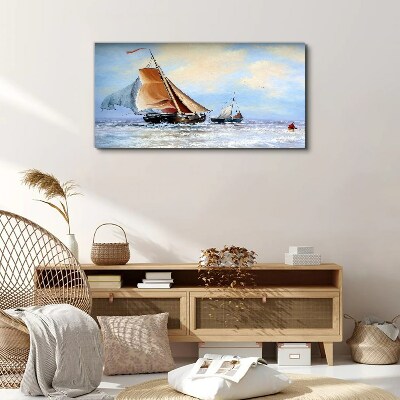 Obraz na plátně mořská loď vlny mraky