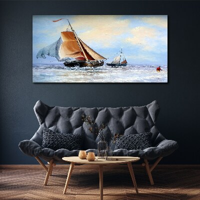 Obraz na plátně mořská loď vlny mraky