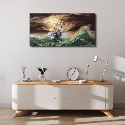 Obraz na plátně Loď loď oceánu bouří vlny