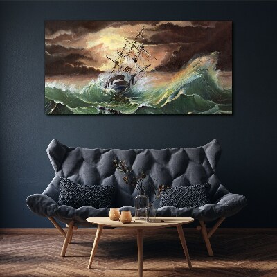 Obraz na plátně Loď loď oceánu bouří vlny