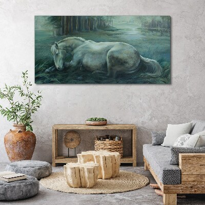 Obraz na plátně Lesní koně volně žijících živočichů