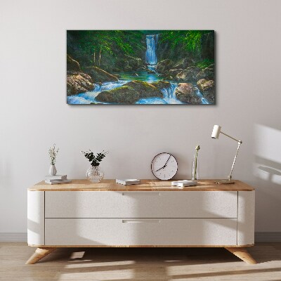 Obraz na plátně Vodopád skály stromů
