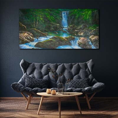 Obraz na plátně Vodopád skály stromů
