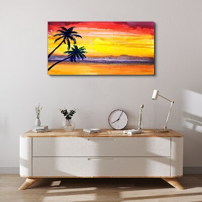 Obraz na plátně Západ slunce palmy