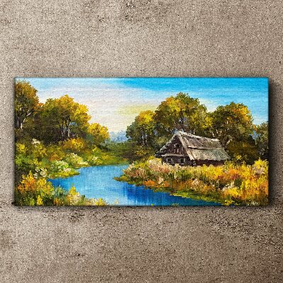 Obraz na plátně Lesní řeka Sky Cottage