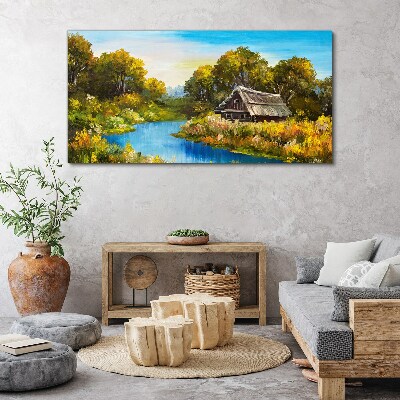 Obraz na plátně Lesní řeka Sky Cottage