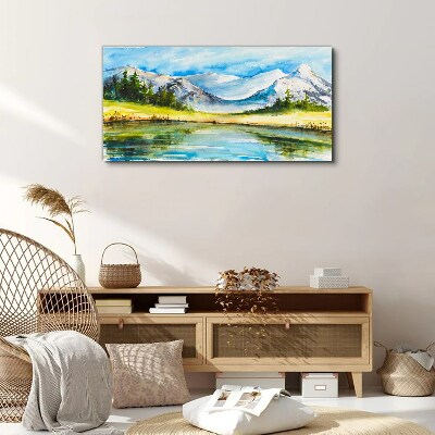 Obraz na plátně Jezero hory lesní krajina
