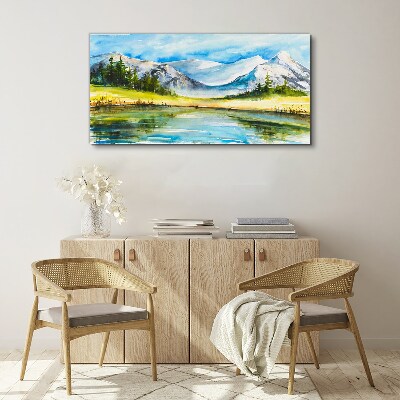 Obraz na plátně Jezero hory lesní krajina