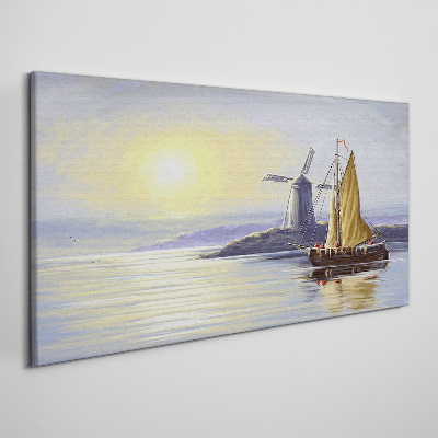 Obraz na plátně Mořská loď mlýn slunce