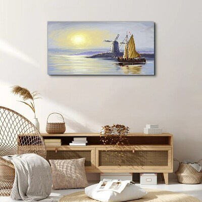 Obraz na plátně Mořská loď mlýn slunce