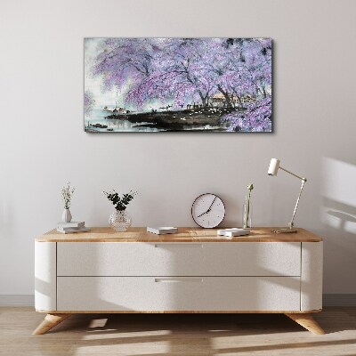 Obraz na plátně Strom květiny čluny