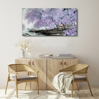 Obraz na plátně Strom květiny čluny