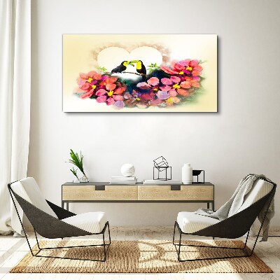 Obraz na plátně Abstrakce květiny ptáci srdce