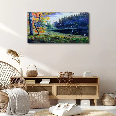 Obraz na plátně Abstrakce strom jezero