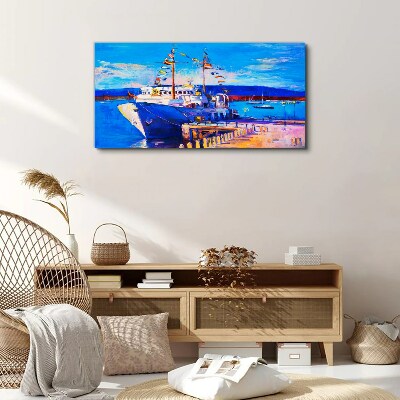 Obraz na plátně Přístav moře lodí nebe