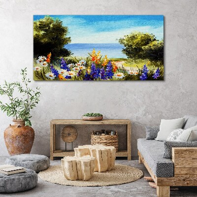Obraz na plátně Mořský strom květiny obloha