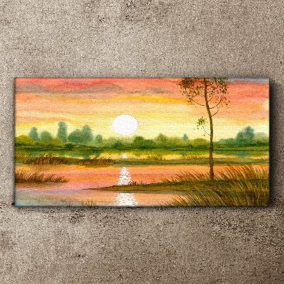 Obraz na plátně Akvarel Sunset Tree